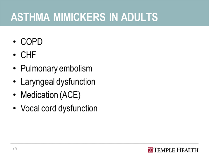 Asthma Mimickers In Adults Treatment Options For Severe Persistent Asthma Temple Lung Center